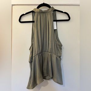 American Eagle Elegant Bow Green Tie Neck Tank Top size M